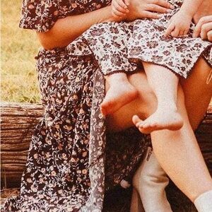 Floral Super Soft Midi Dress with slit and open back